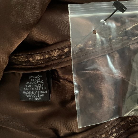 Tahari xs brown wool jacket with velvet accents - Picture 2 of 8